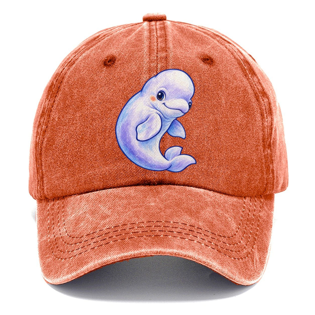 Beluga Whale Gentle Turn Sea Sprite Classic Cap – Terracotta Clay