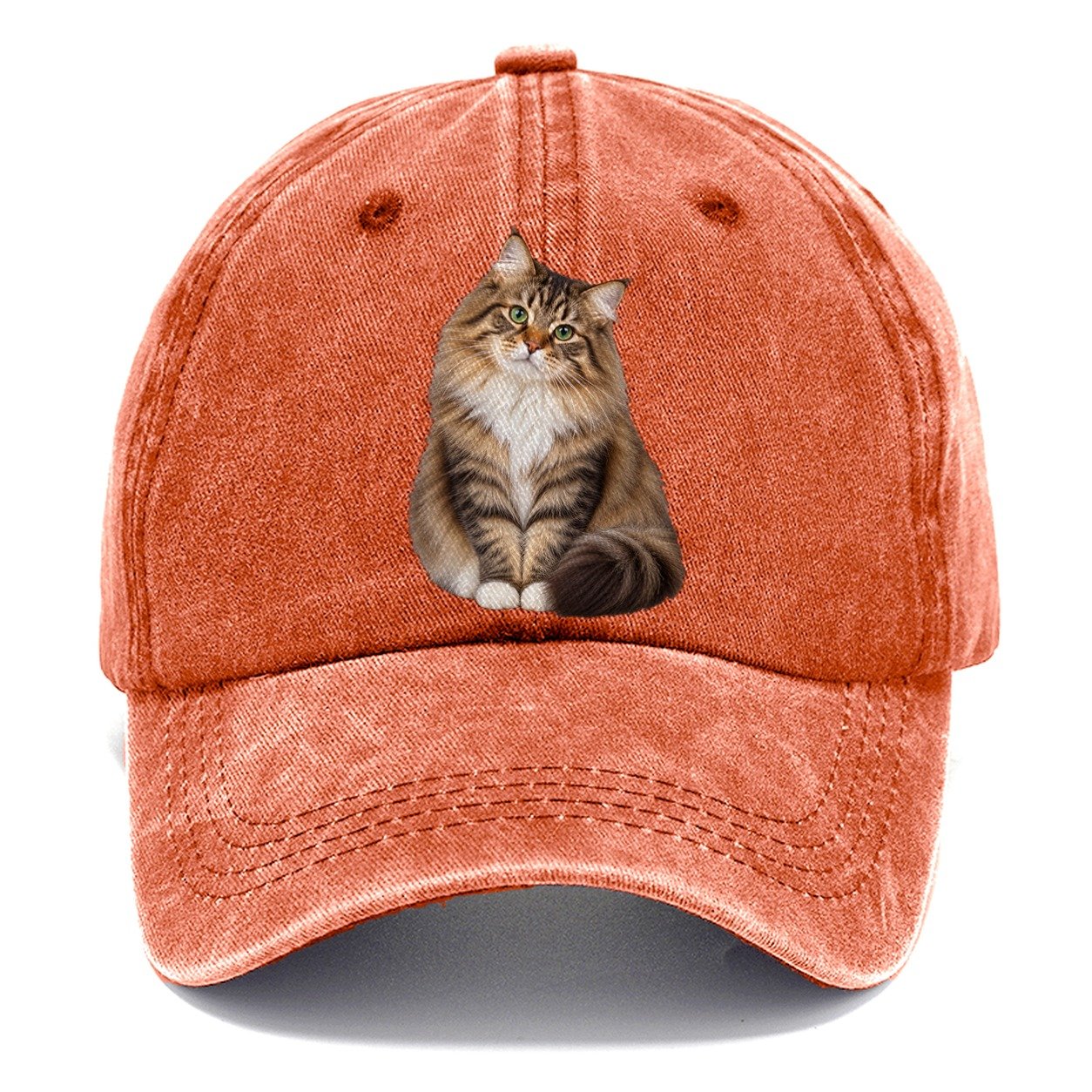 Siberian Seated Portrait Realistic Cat Portrait Classic Cap – Terracotta Clay