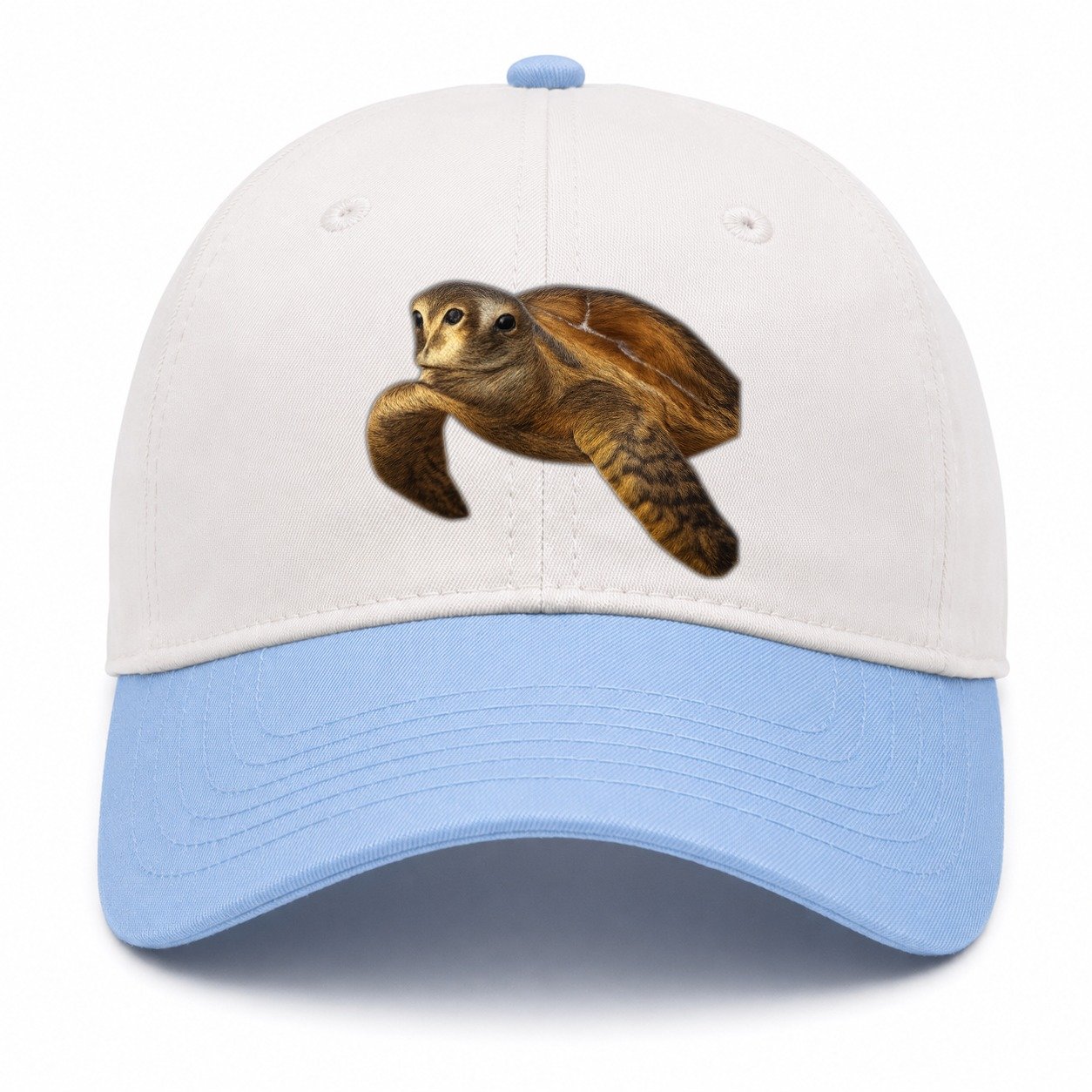 Sea Turtle Portrait Design Two Tone Cap – Sky