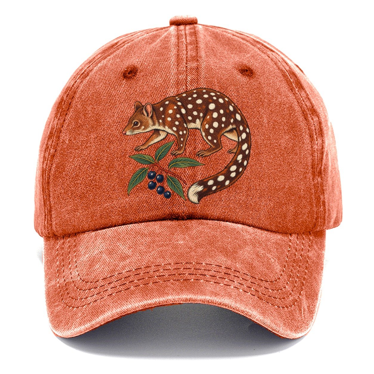 Spotted Tail Quoll And Mountain Pepper Berries Australia Cultural Icons Classic Cap – Terracotta Clay