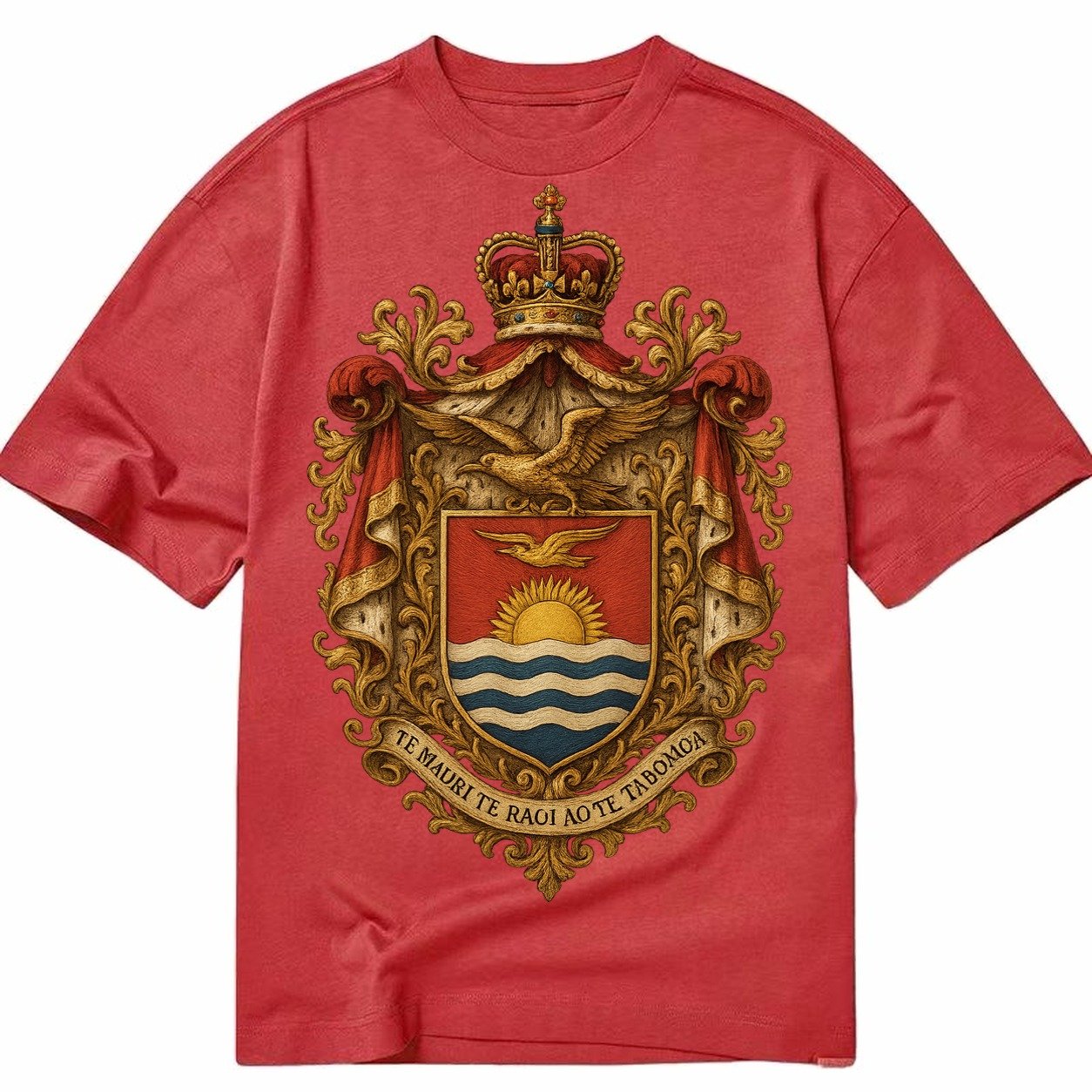 Golden Peace Embroidered Classic T-shirt – Red