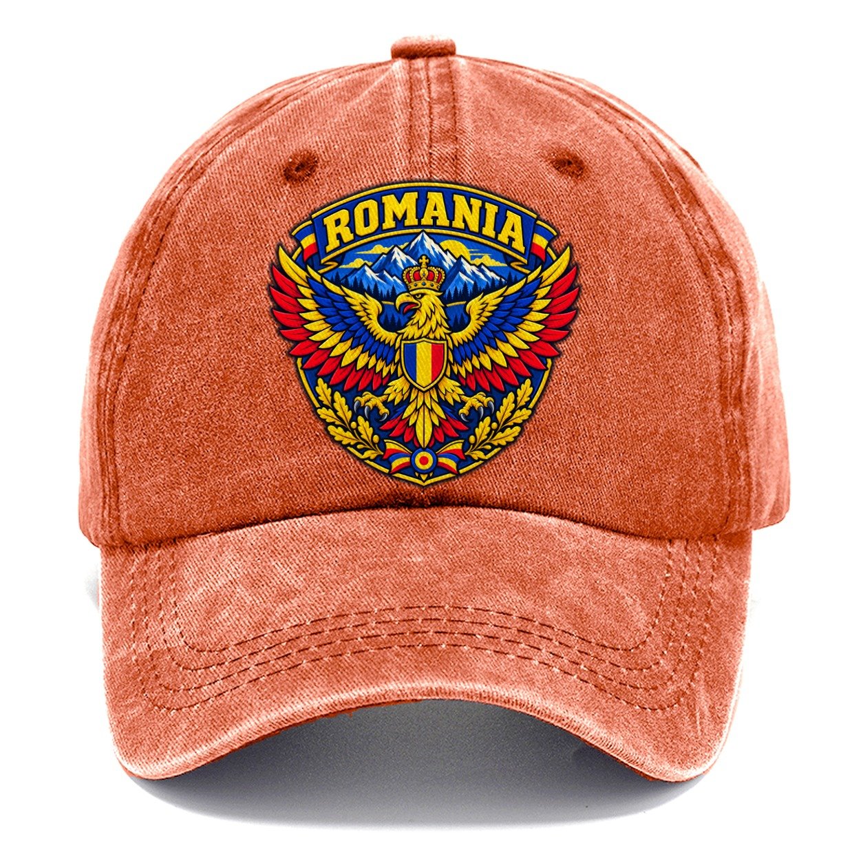 Romania Retro Badge Country Logos Classic Cap – Terracotta Clay