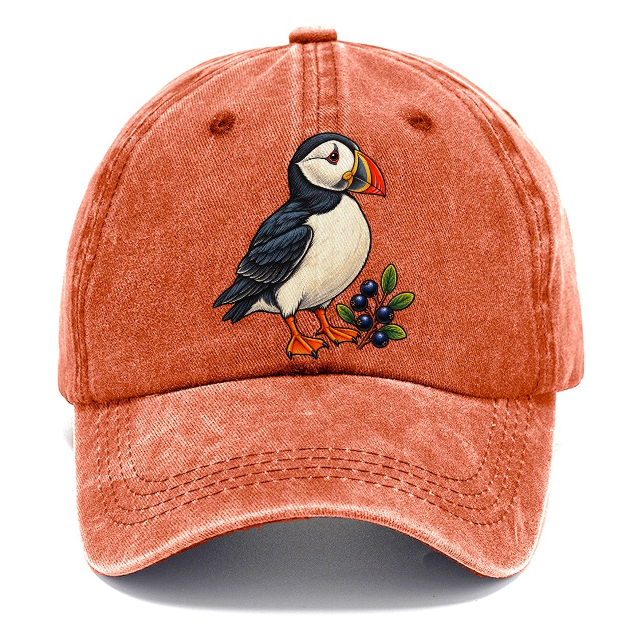 Atlantic Puffin And Crowberry Canada Cultural Icons Classic Cap – Terracotta Clay