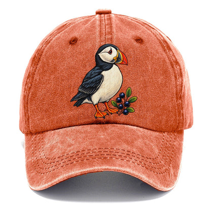 Atlantic Puffin And Crowberry Canada Cultural Icons Classic Cap – Terracotta Clay