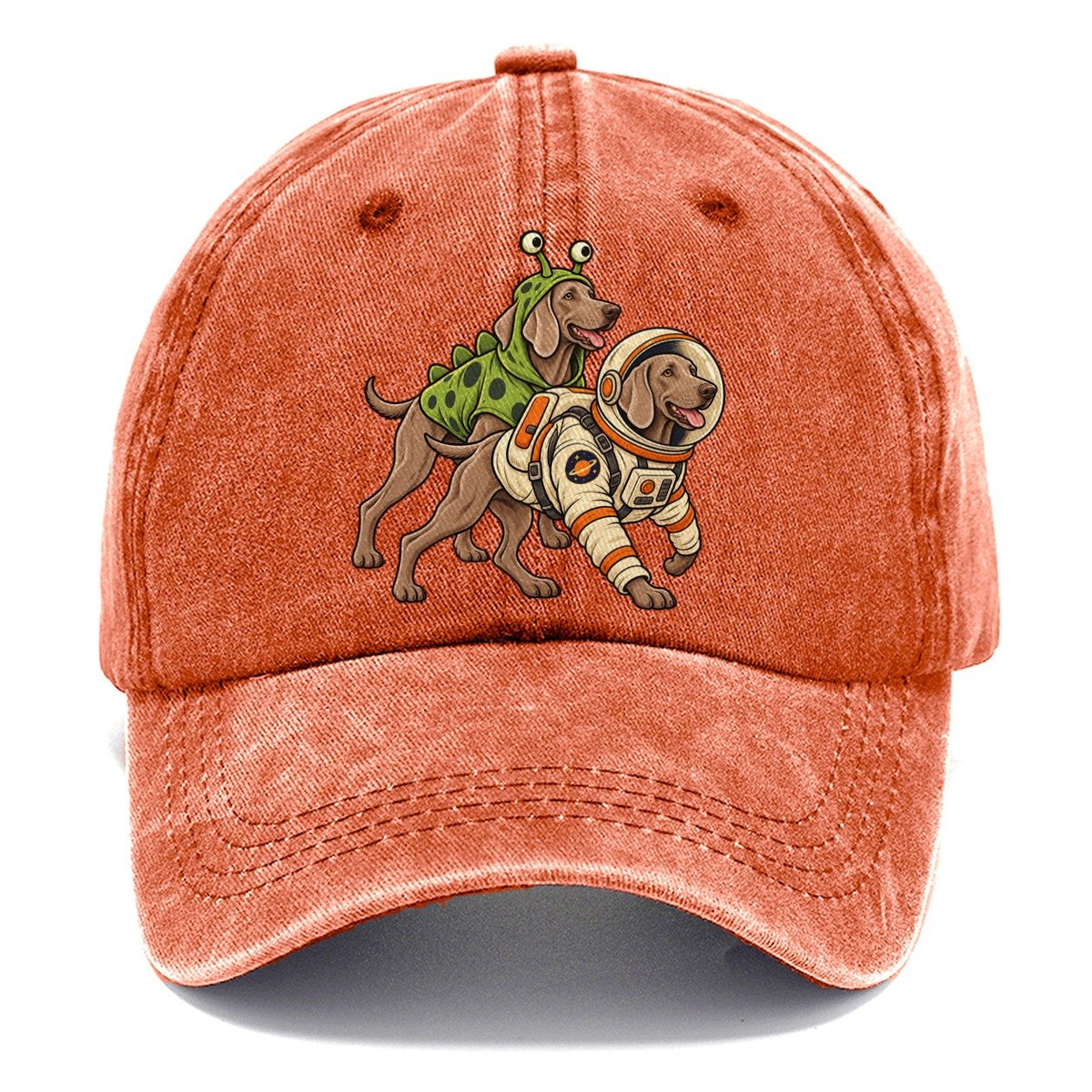 2 Weimaraners In Halloween Costumes Hdp 34 Parade Lineup Halloween Dog Parade Classic Cap – Terracotta Clay
