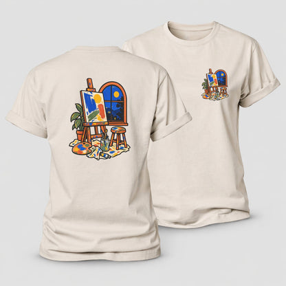 Easel At Dusk Clay Color Makers Women's Cotton T-Shirt – Sand