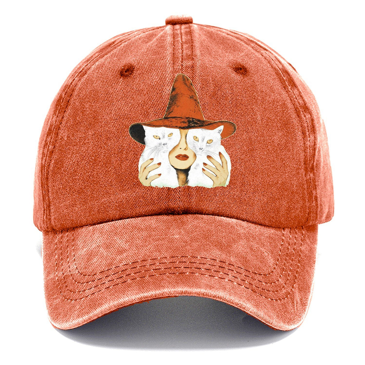 Witch Face With Cats Classic Cap – Terracotta Clay