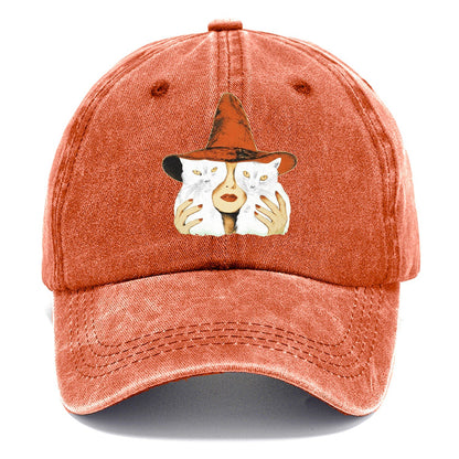 Witch Face With Cats Classic Cap – Terracotta Clay