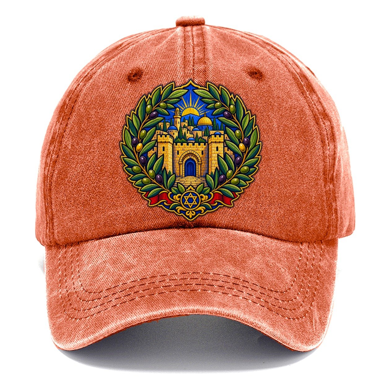 Olive Branch Wreath Jerusalem Classic Cap – Terracotta Clay