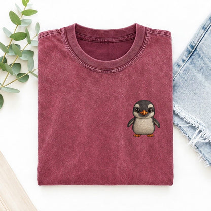 Baby Gentoo Penguin Left Chest Vintage T-shirt – Raspberry