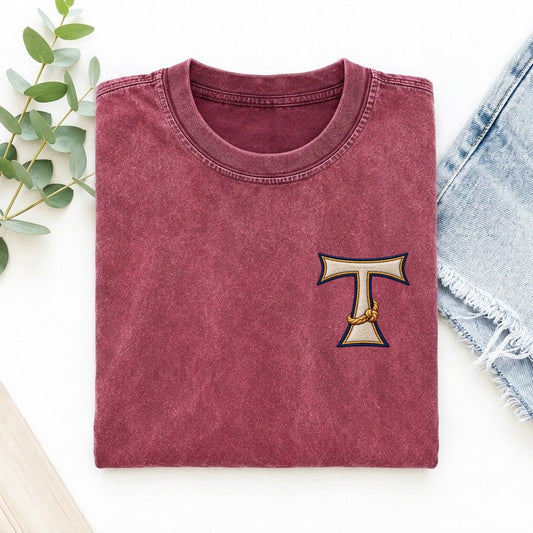 Tau Cord Cross Left Chest Vintage T-shirt – Raspberry