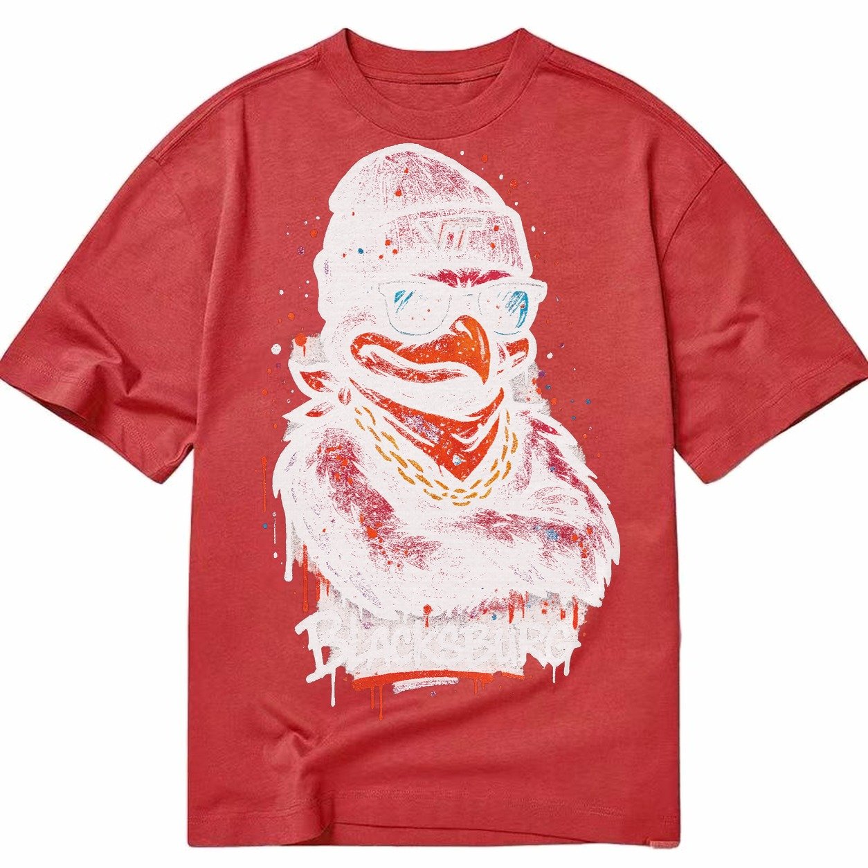 Blacksburg Hokiebird Wearing Virginia Tech Beanie With Vt Pa Classic T-shirt – Red
