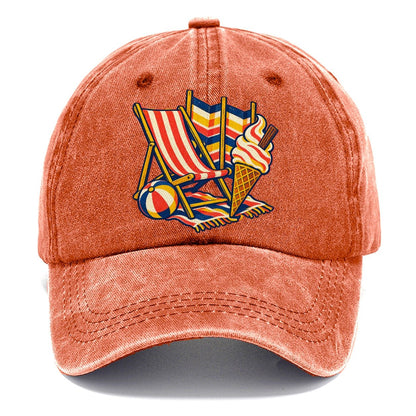 British Seaside Deckchair Windbreak And Ice Cream Uk Culture Heritage Classic Cap – Terracotta Clay
