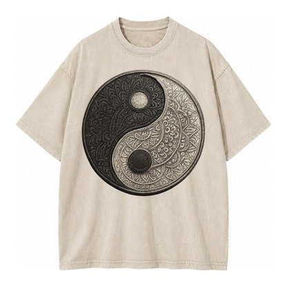 Mandala Yin Yang Vintage T-shirt – Off White