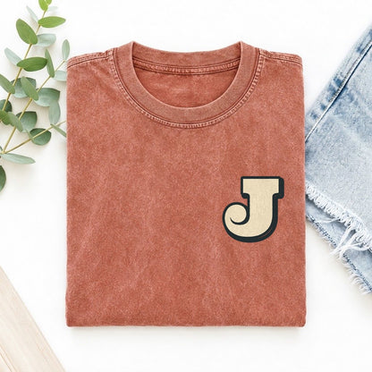 Initial J Left Chest Vintage T-shirt – Terracotta