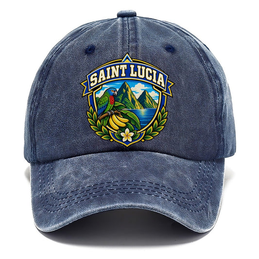 Saint Lucia Retro Badge Country Logos Classic Cap – Twilight Navy