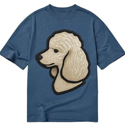 Poodle Contemporary Clean Style With Strong Black Outline Classic T-shirt – Twilight Navy