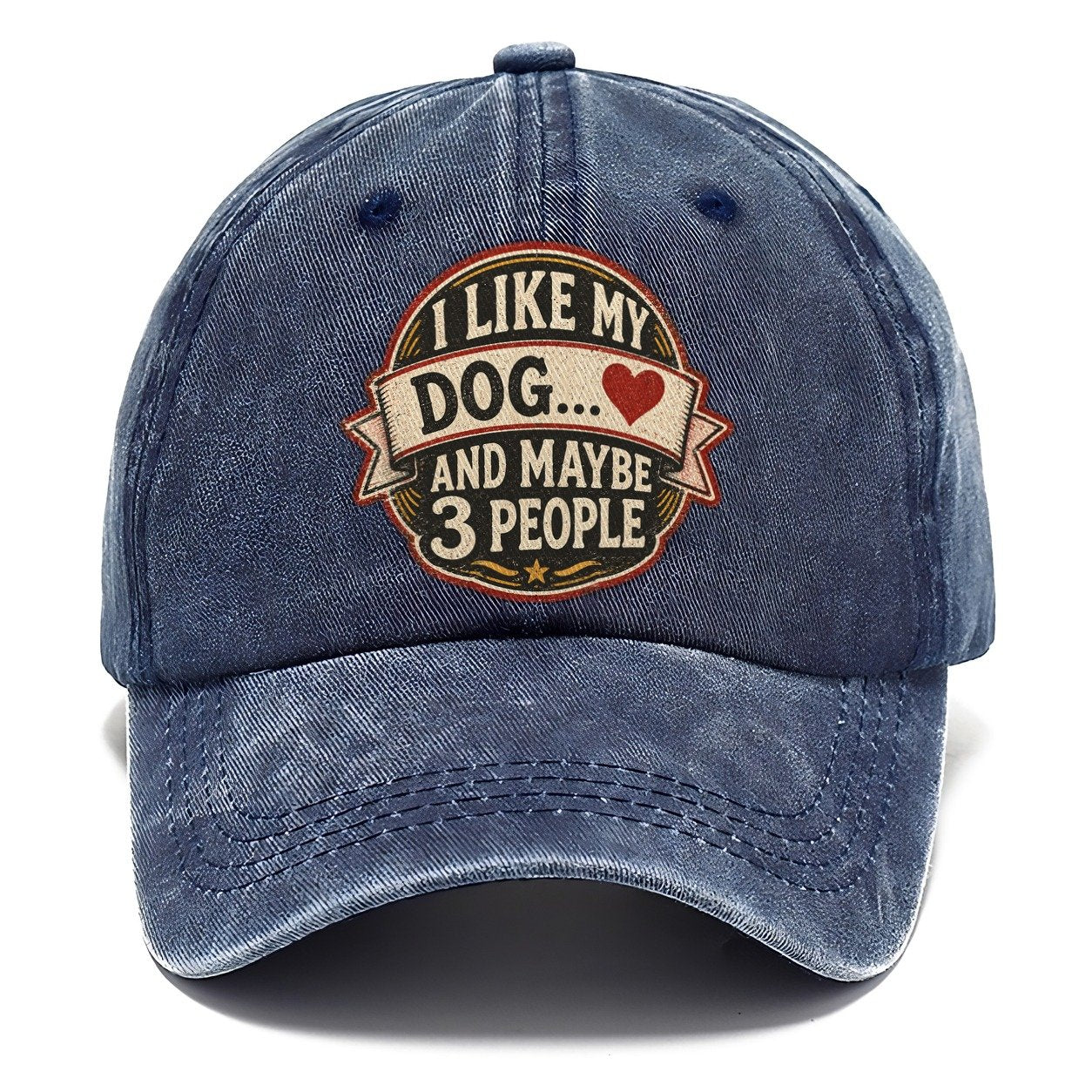 Dog and Maybe 3 People Vintage Badge Classic Cap – Twilight Navy