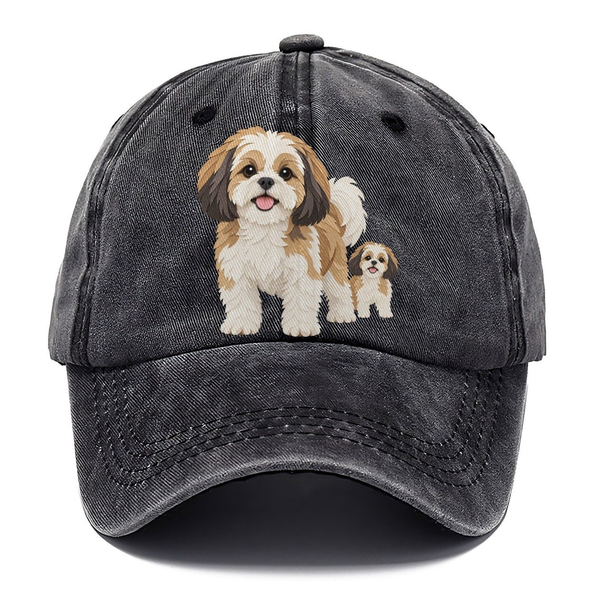 Cut-Paper Collage Shih Tzu Standing Top Breeds Classic Cap – Graphite