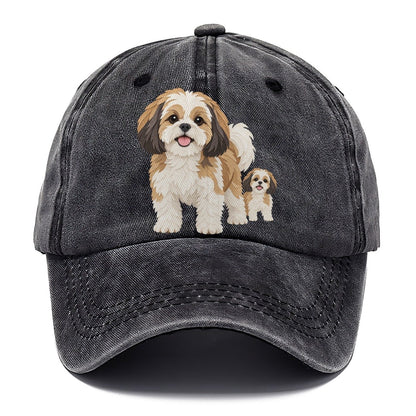 Cut-Paper Collage Shih Tzu Standing Top Breeds Classic Cap – Graphite