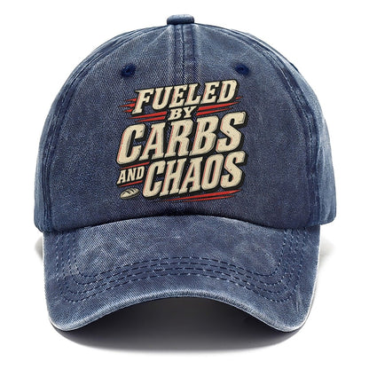 Fueled By Carbs And Chaos American Wit Classic Cap – Twilight Navy