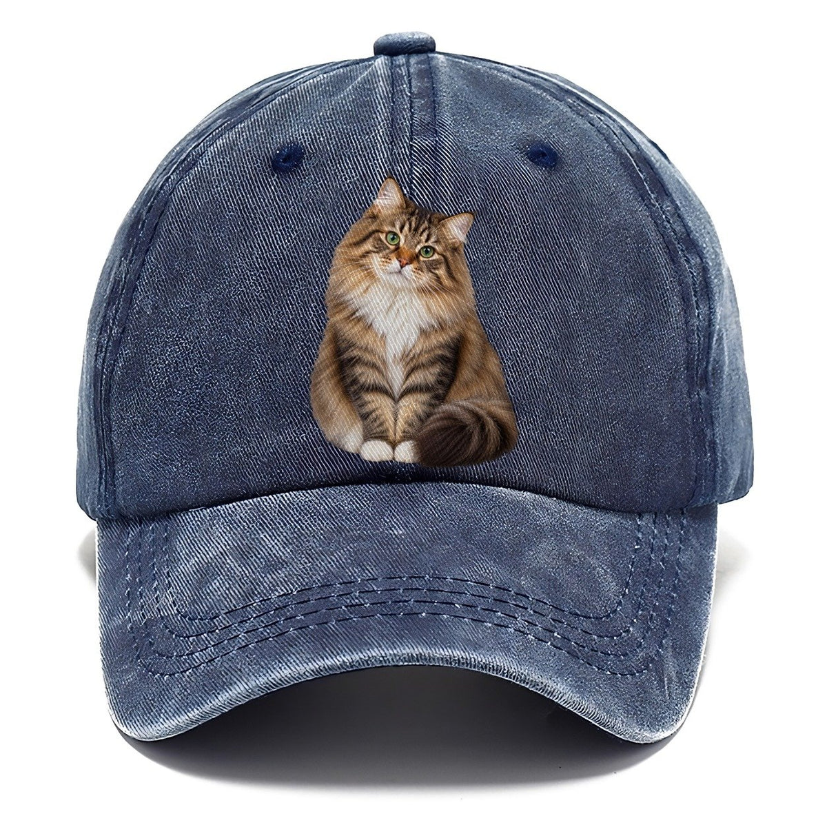 Siberian Seated Portrait Realistic Cat Portrait Classic Cap – Twilight Navy