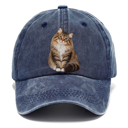 Siberian Seated Portrait Realistic Cat Portrait Classic Cap – Twilight Navy
