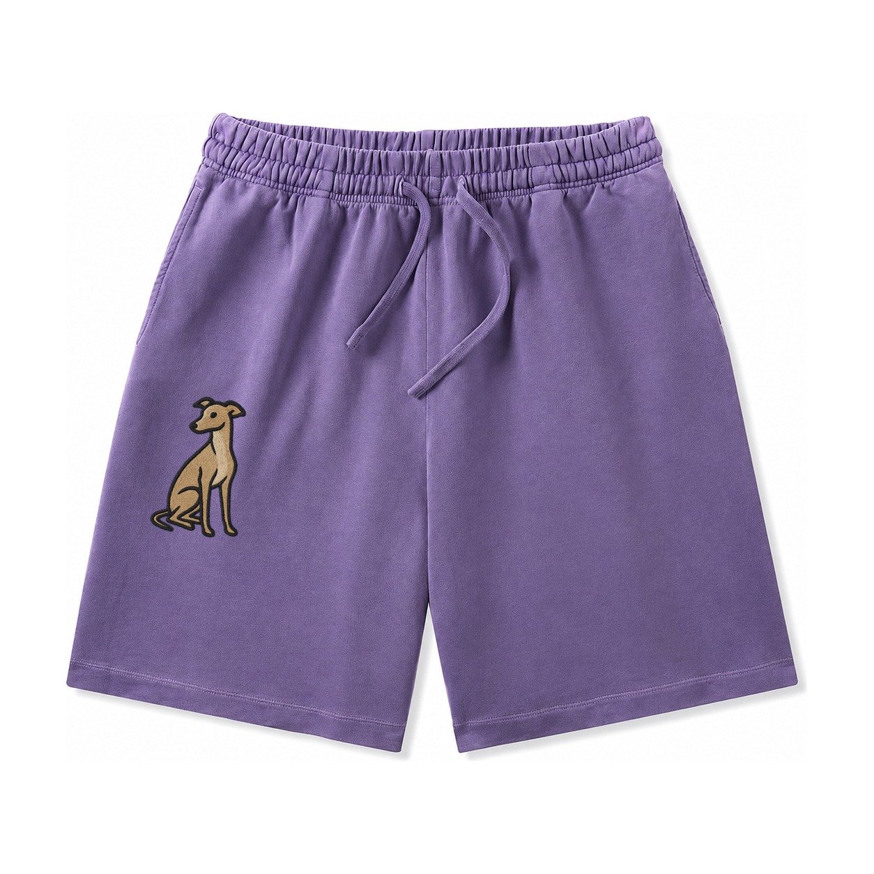 Whippet Fawn Colored Design Washed Shorts – Purple