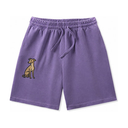 Whippet Fawn Colored Design Washed Shorts – Purple