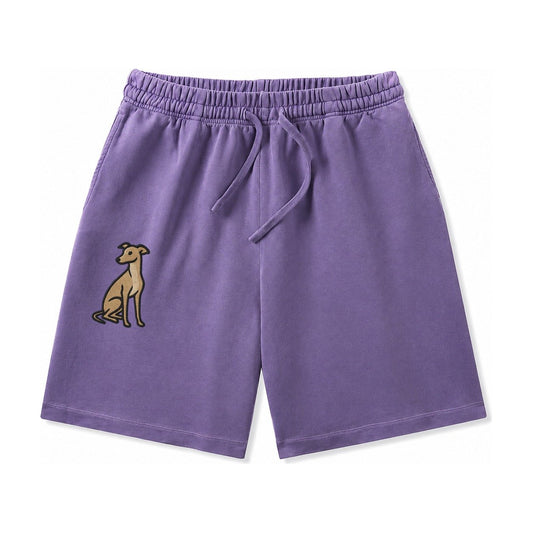Whippet Fawn Colored Design Washed Shorts – Purple