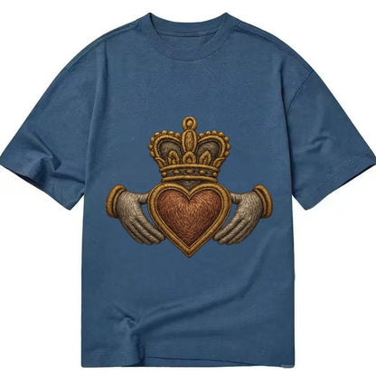 Claddagh Heart Crown Embroidered 0912b9 Classic T-shirt – Twilight Navy