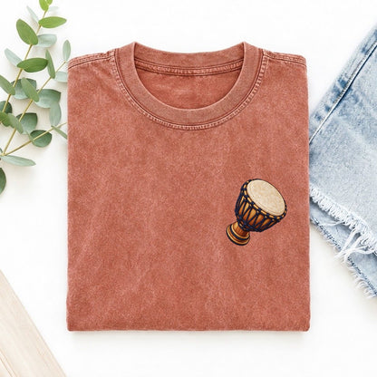 Djembe Rope Goblet Left Chest Thread Signatures II Left Chest Vintage T-shirt – Terracotta