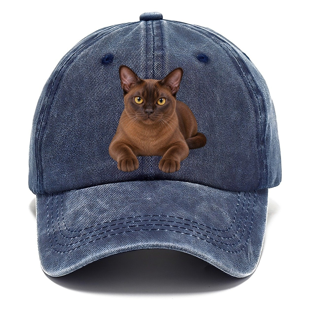 Burmese Reclining Paws Forward Realistic Cat Portrait Classic Cap – Twilight Navy
