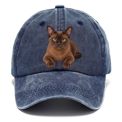 Burmese Reclining Paws Forward Realistic Cat Portrait Classic Cap – Twilight Navy