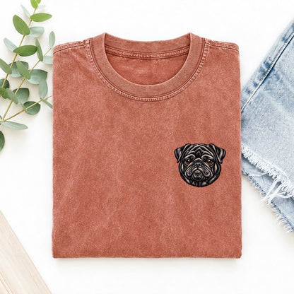 Black Pug Left Chest Vintage T-shirt – Terracotta