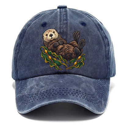 Sea Otter And Bull Kelp Canada Cultural Icons Classic Cap – Twilight Navy