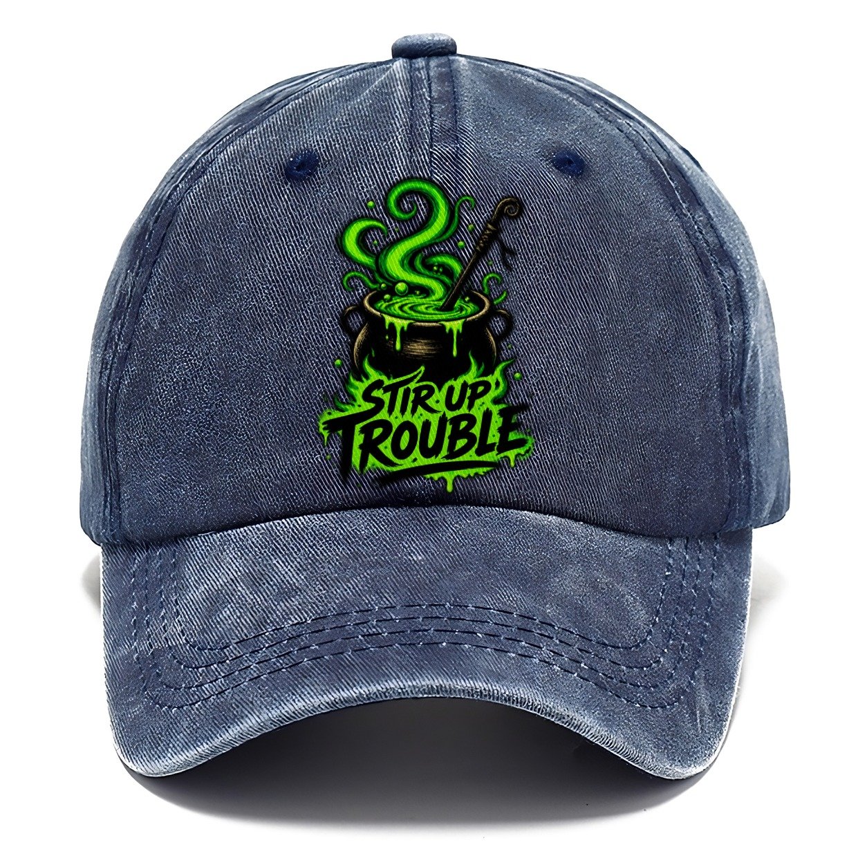 Stir Up Trouble Slogan Witch Magic Classic Cap – Twilight Navy