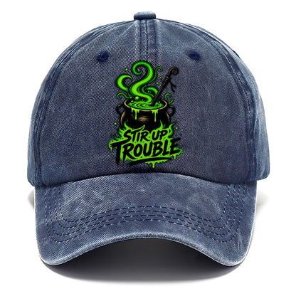Stir Up Trouble Slogan Witch Magic Classic Cap – Twilight Navy