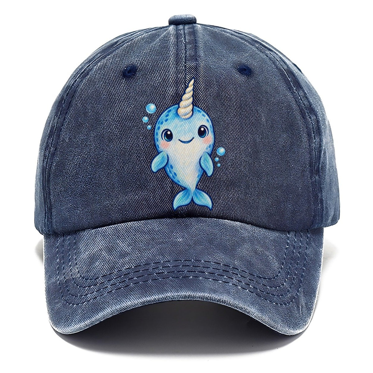 Narwhal Front Tusk Hello Sea Sprite Classic Cap – Twilight Navy
