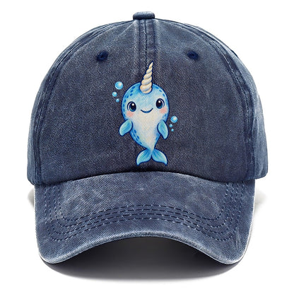 Narwhal Front Tusk Hello Sea Sprite Classic Cap – Twilight Navy