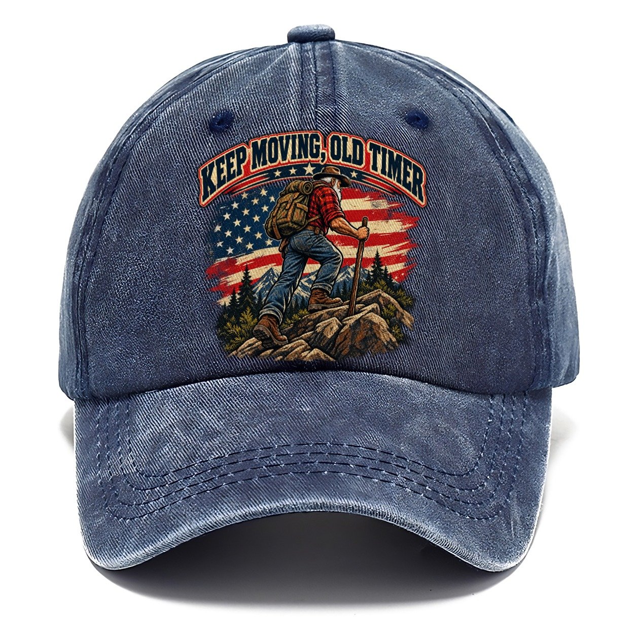 Keep Moving Old Timer Old Man Strong Classic Cap – Twilight Navy