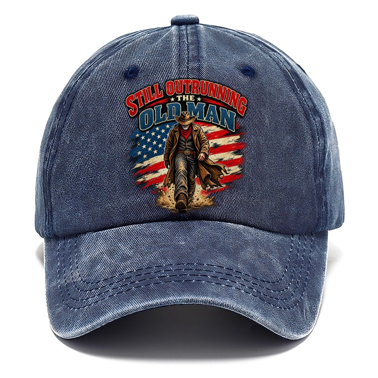 Still Outrunning The Old Man Old Man Strong Classic Cap – Twilight Navy