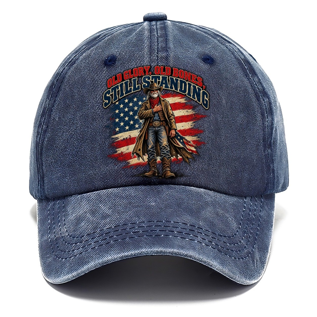 Old Glory Old Bones Still Standing Old Man Strong Classic Cap – Twilight Navy