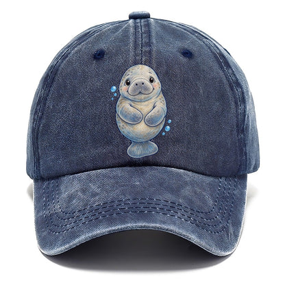 Manatee Front Flipper Hug Sea Sprite Classic Cap – Twilight Navy