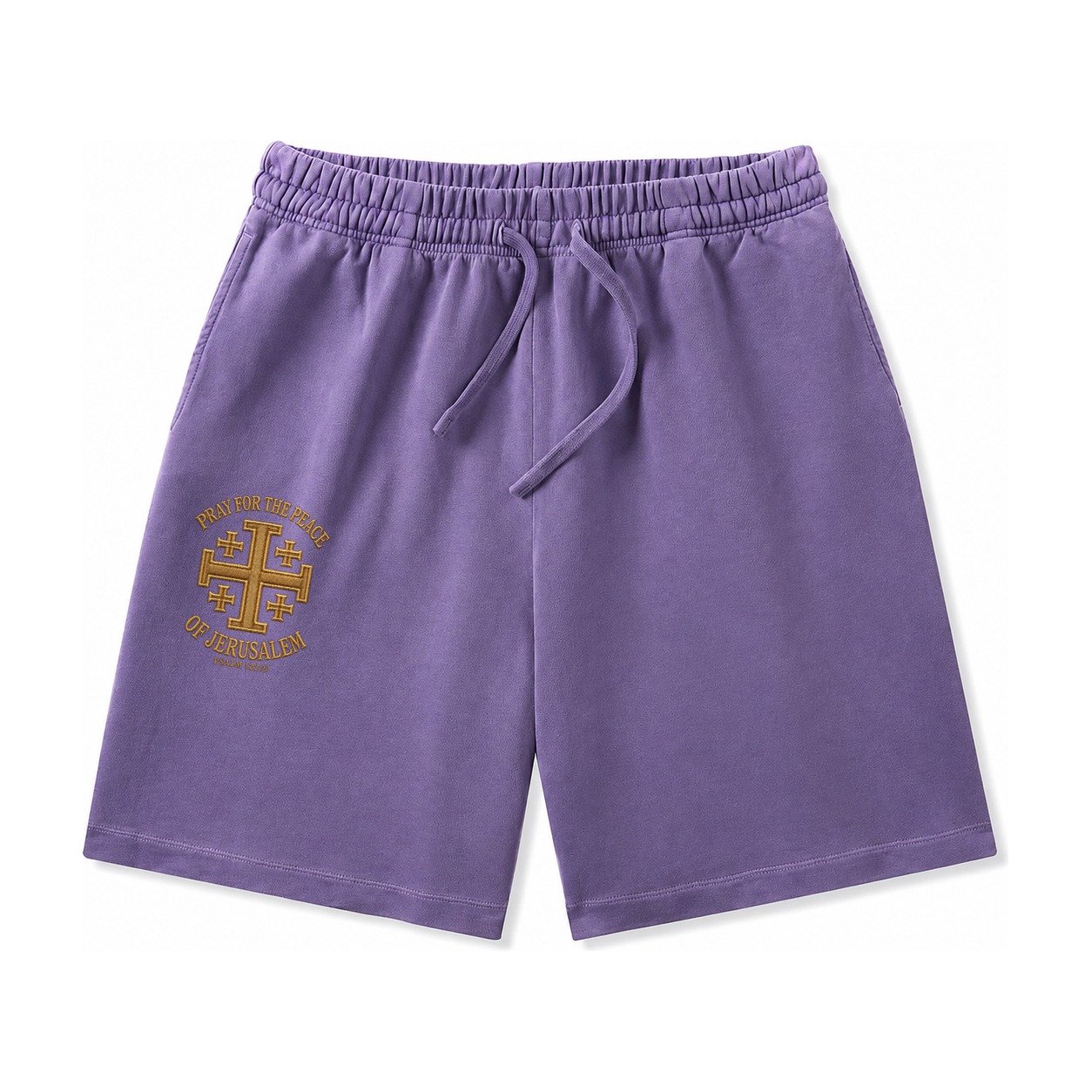 Jerusalem Cross Washed Shorts – Purple