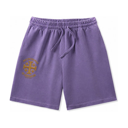 Jerusalem Cross Washed Shorts – Purple