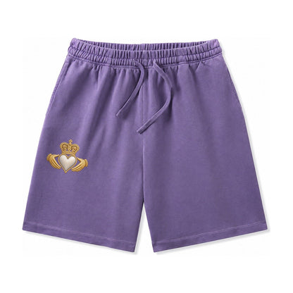 Claddagh Symbol Washed Shorts – Purple