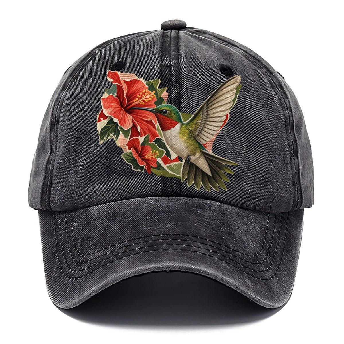 Hummingbird and Red Hibiscus Classic Cap – Graphite