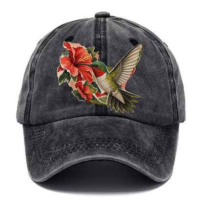 Hummingbird and Red Hibiscus Classic Cap – Graphite