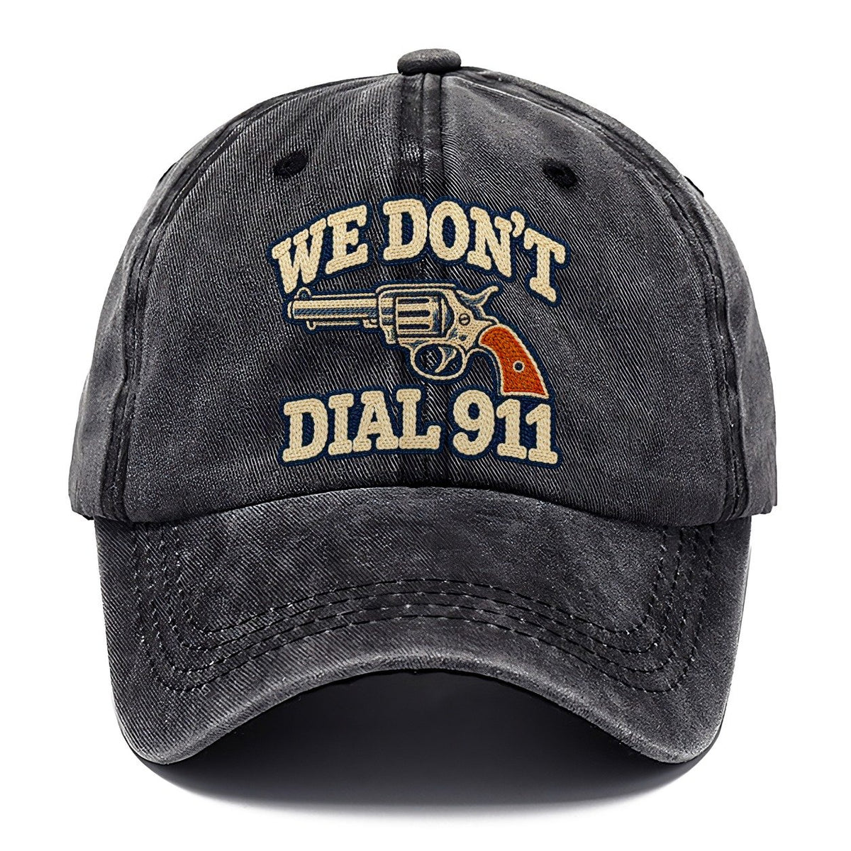 Denim Chainstitch We Don't Dial 911 Classic Cap – Graphite
